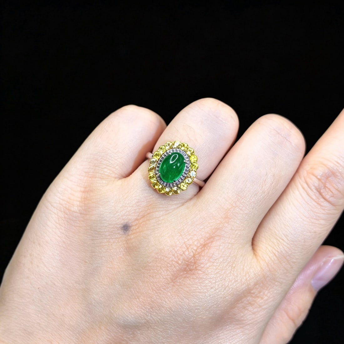14k Gold 2.56 Ctw Natural Emerald & Sapphire Ring - 6