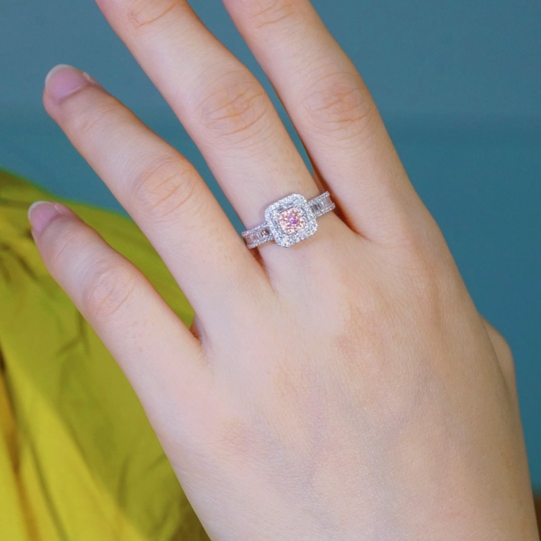 14k Gold 0.60 Ctw Natural Pink Diamond & Diamond Ring - 2