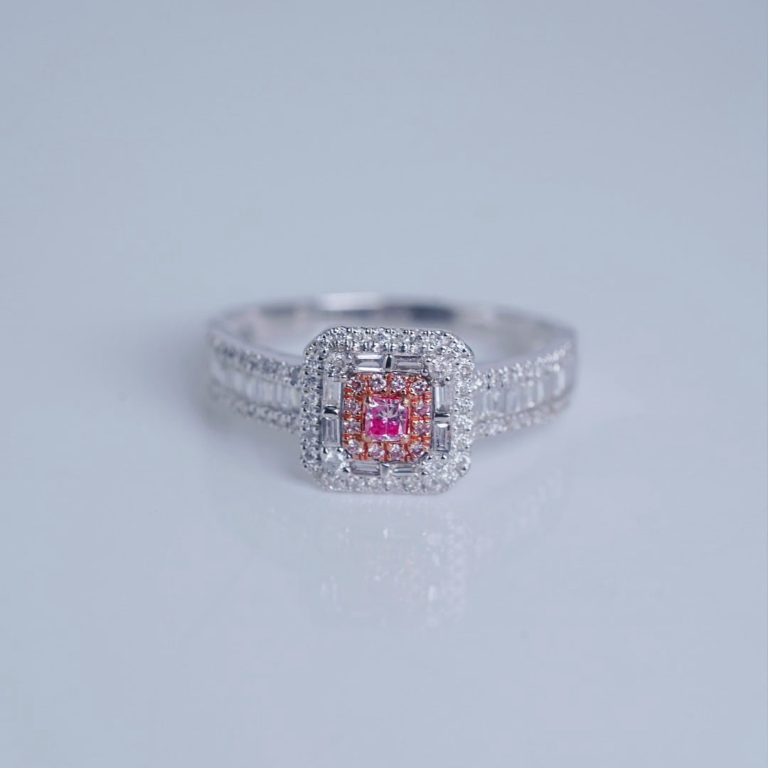 14k Gold 0.60 Ctw Natural Pink Diamond & Diamond Ring - 3