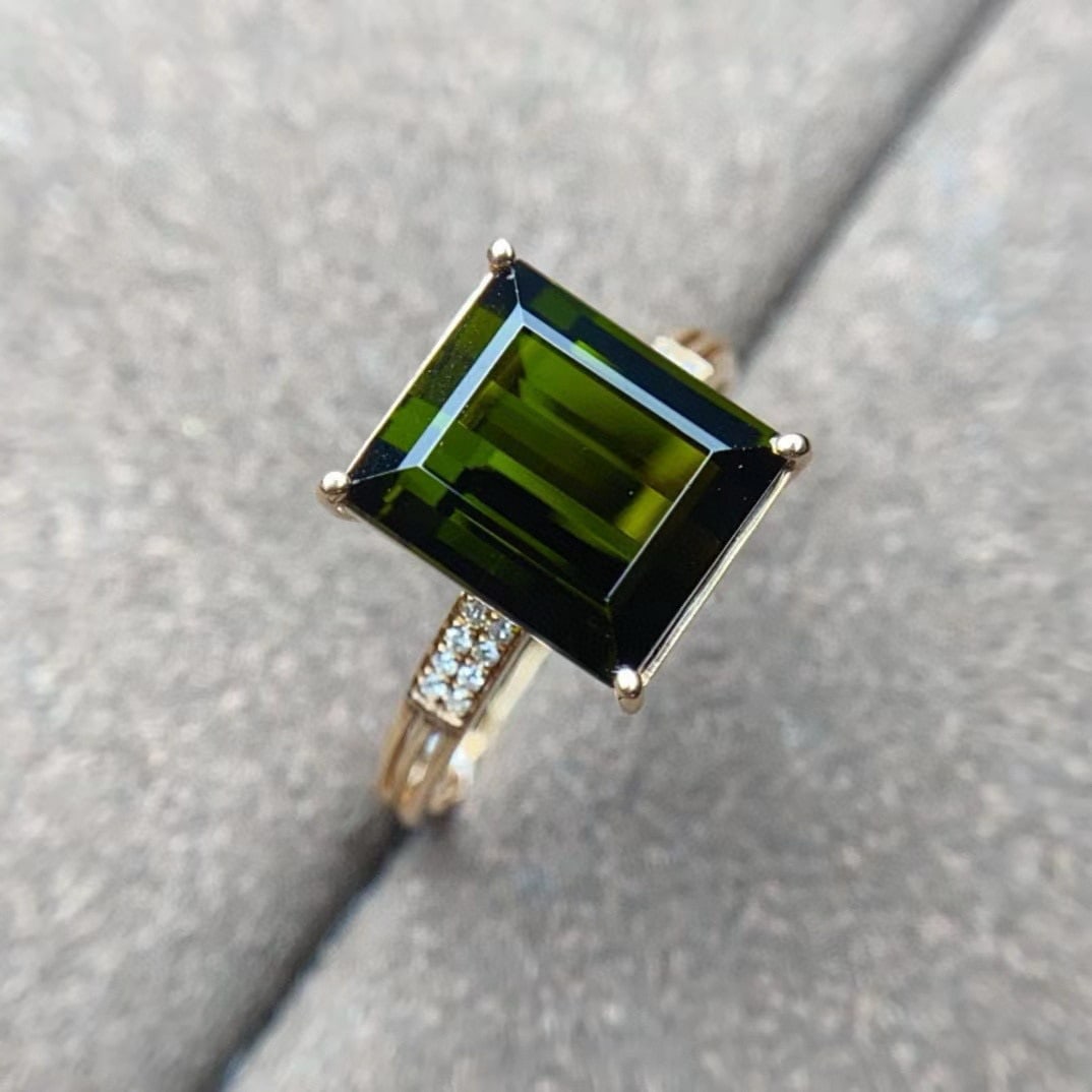 14k Gold 4.25 Ctw Natural Tourmaline & Diamond Ring - 4