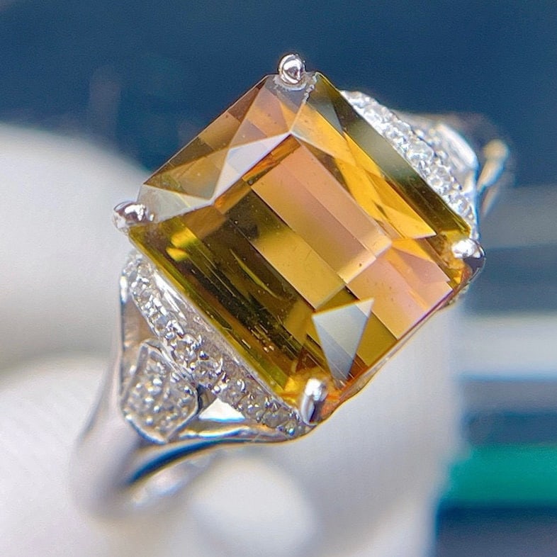 14k Gold 5.2 Ct Natural Tourmaline & Diamond Ring - 3