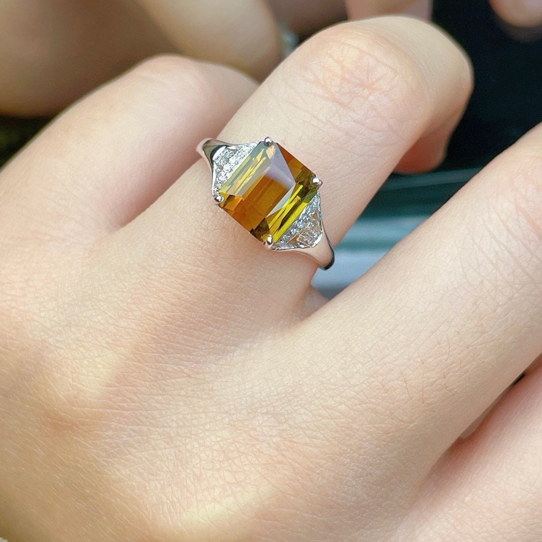14k Gold 5.2 Ct Natural Tourmaline & Diamond Ring - 4