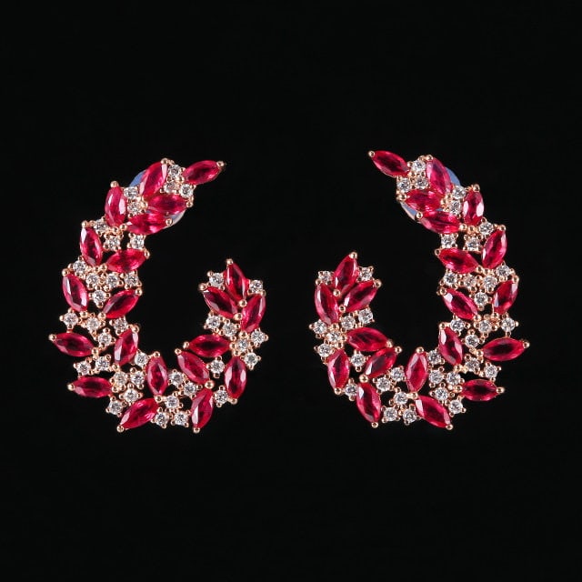14k Gold 3.83 Ctw Natural Ruby & Diamond Earrings (1 of 6)