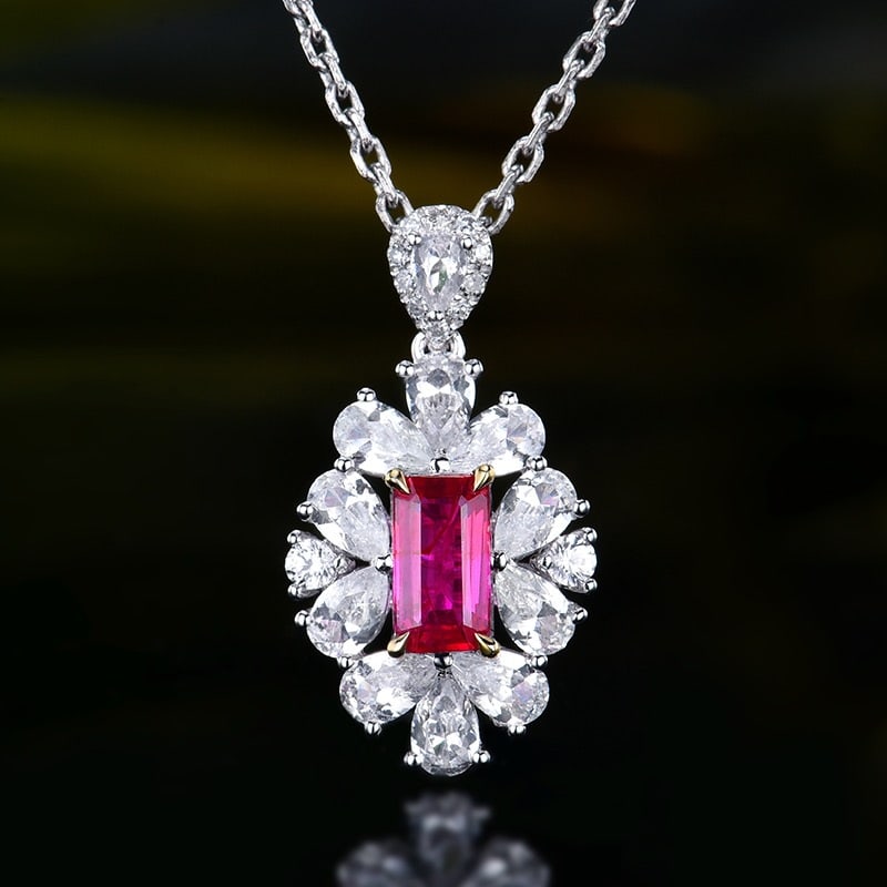 14k Gold 0.58 Ctw Natural Ruby & Diamond Pendant( Without Chain ): Ref:231174009 // gold content:14k gold // main gemstone:ruby // shape:octagonal // carat weight:0. 55ct // color:red // treatment:natural // // adjacent gemstone 2 : diamond // number of stones:10 //