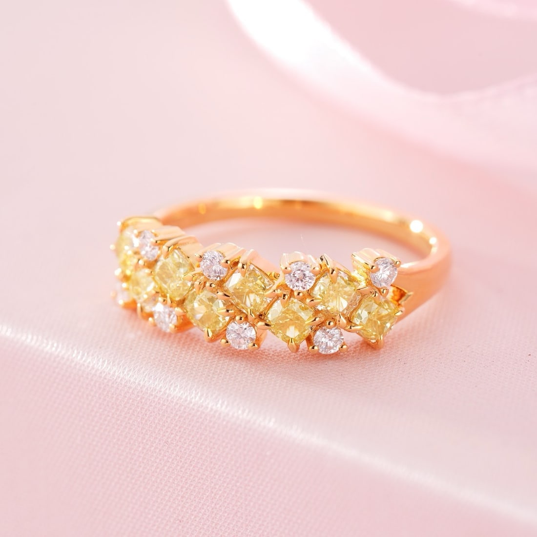14k Gold 1.04 Ctw Natural Yellow Diamond & Diamond Ring - 3