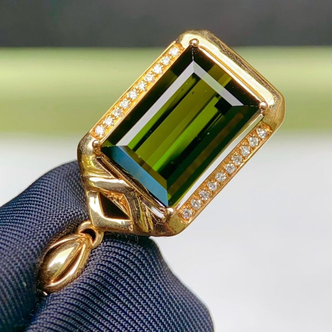 14k Gold 4.21 Ctw Natural Tourmaline & Diamond Pendant( Without Chain ) - 4