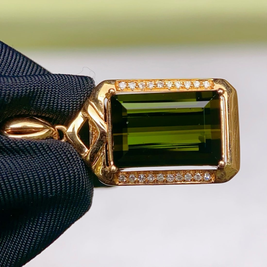14k Gold 4.21 Ctw Natural Tourmaline & Diamond Pendant( Without Chain ) - 5