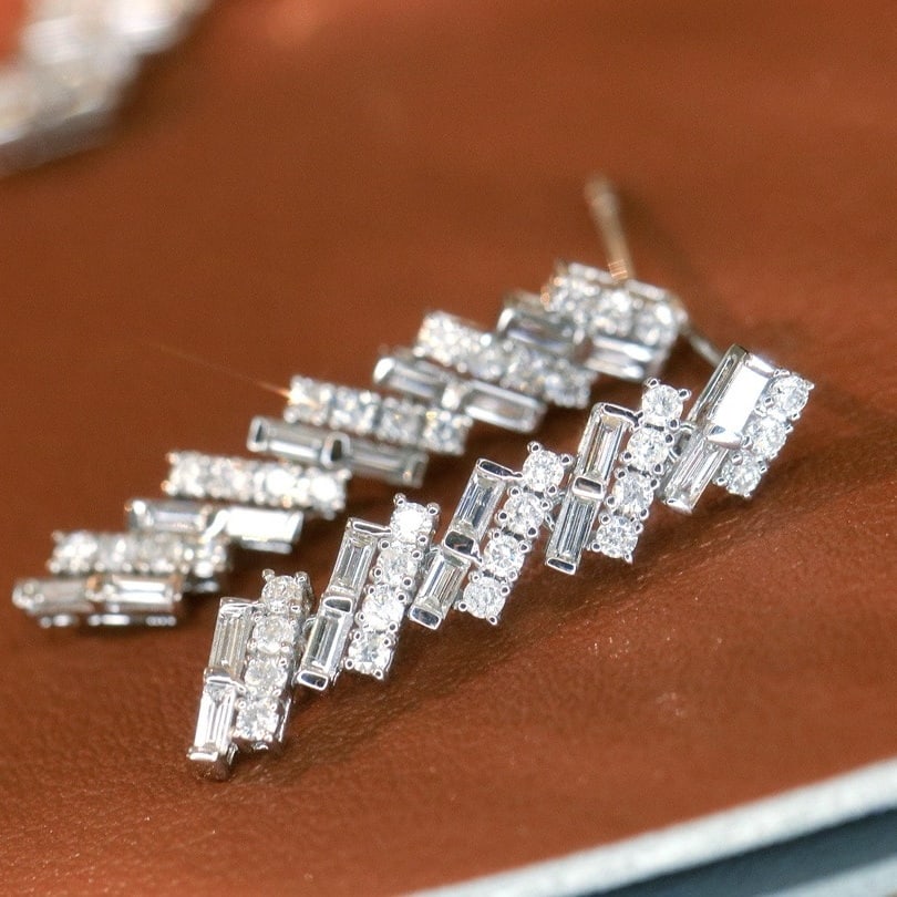 14k Gold 1 Ct Natural H Diamond Earrings - 5