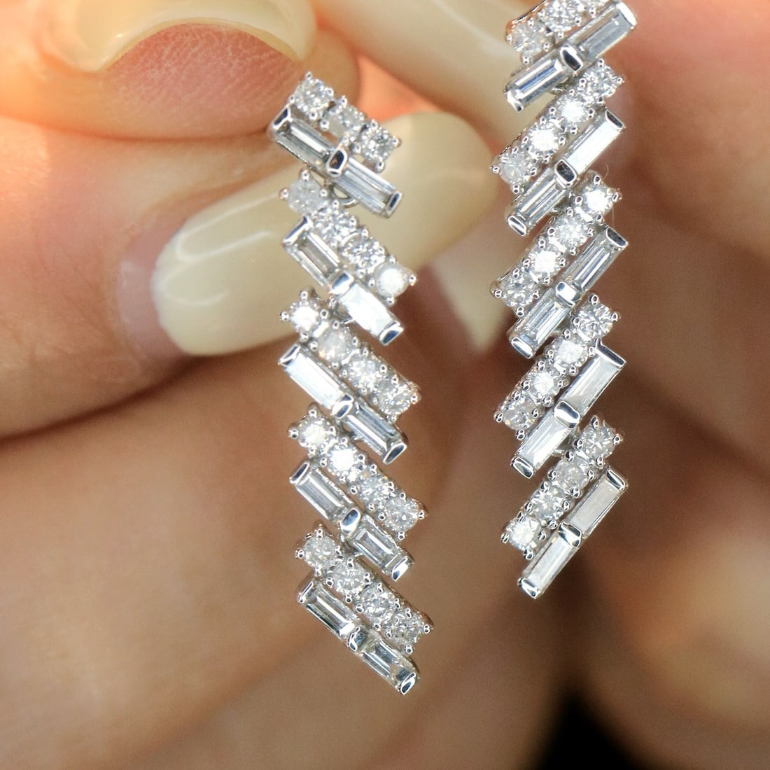 14k Gold 1 Ct Natural H Diamond Earrings - 6