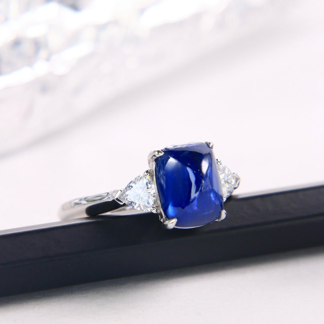 14k Gold 4.00 Ctw Natural Sapphire & Lab Grown Diamond Ring - 2