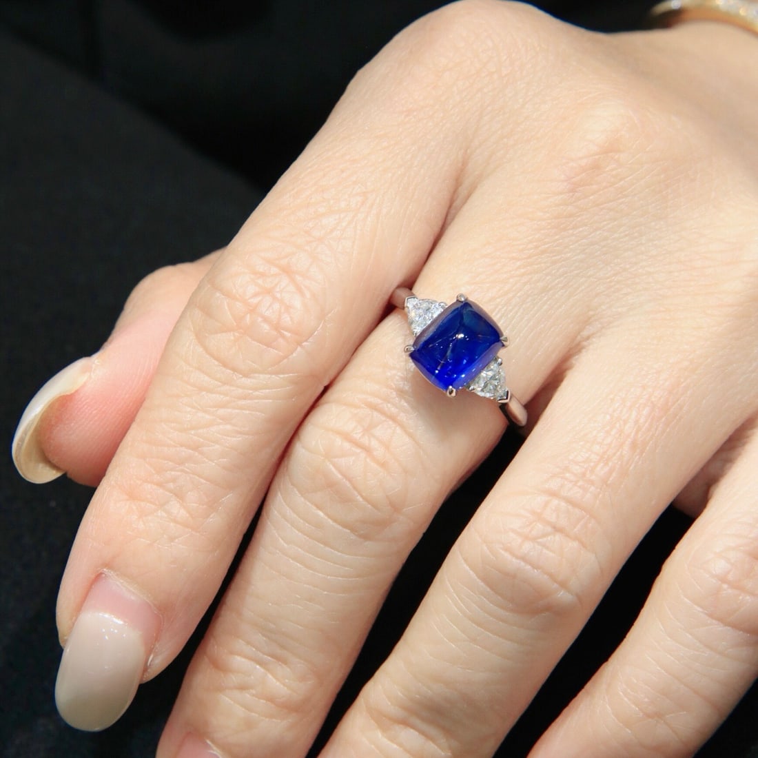 14k Gold 4.00 Ctw Natural Sapphire & Lab Grown Diamond Ring - 7