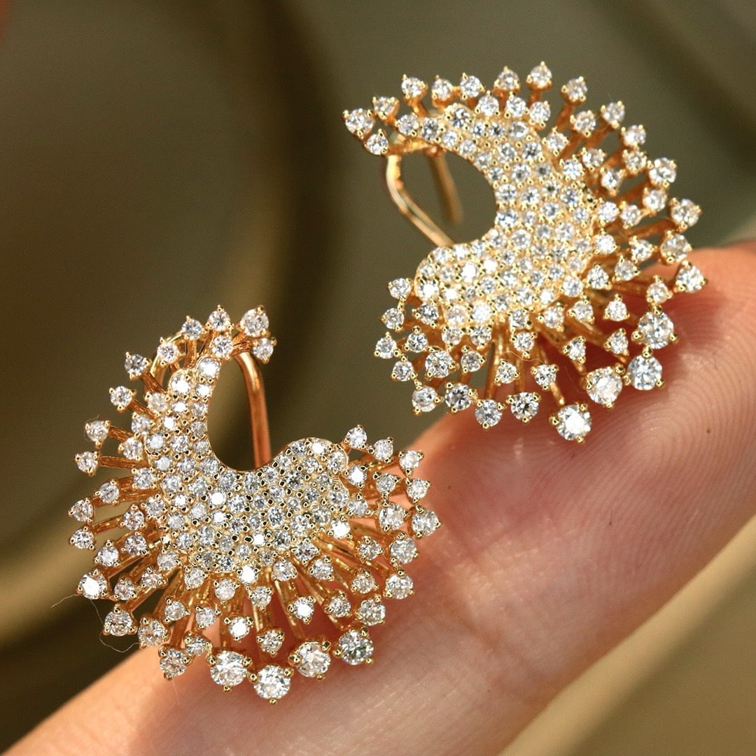 14k Gold 1.2 Ct Natural H Diamond Earrings - 5