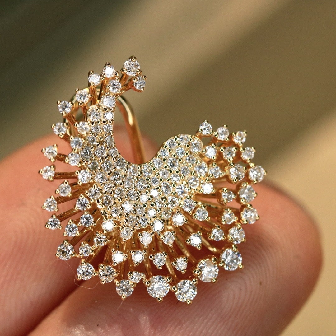 14k Gold 1.2 Ct Natural H Diamond Earrings - 7