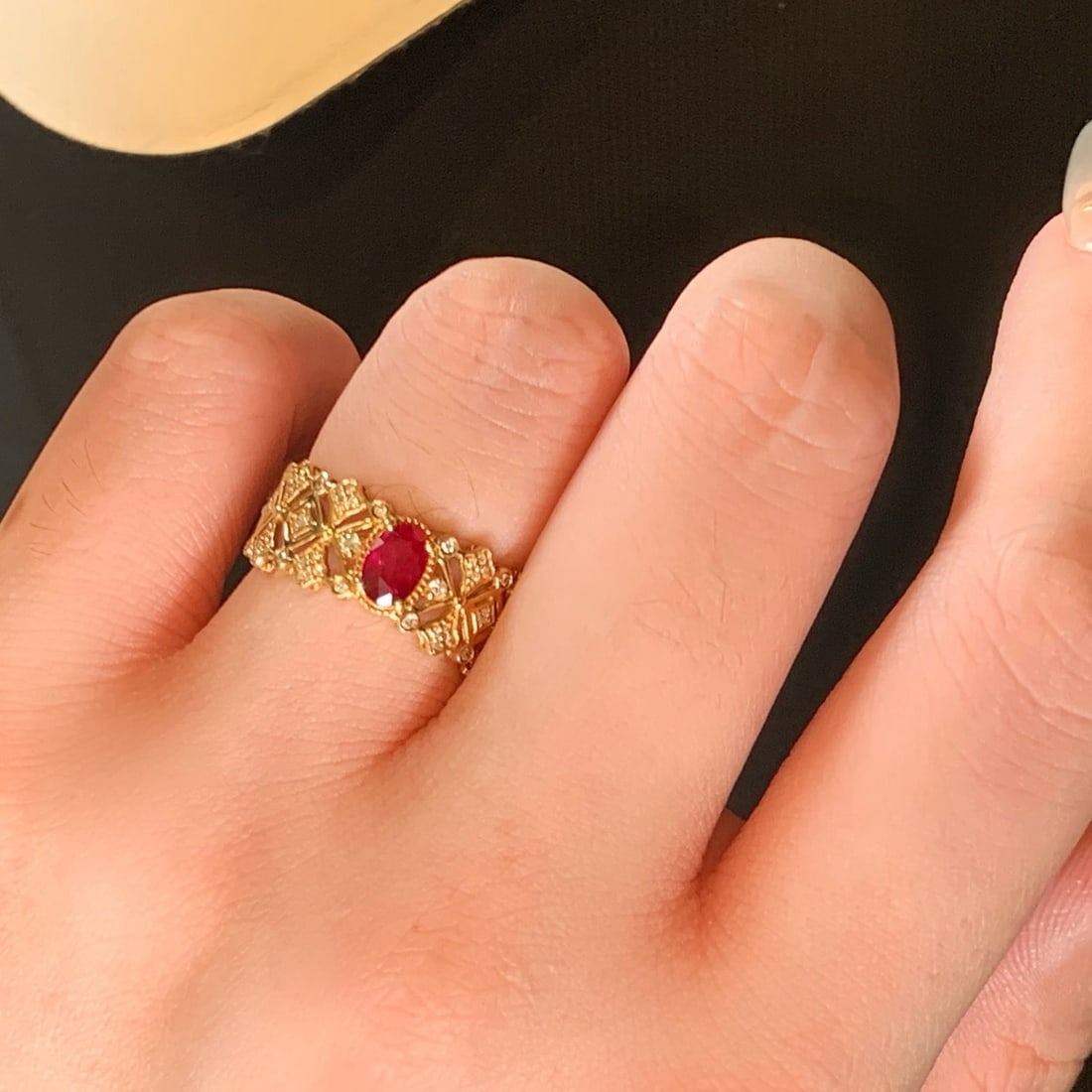 14k Gold 0.72 Ctw Natural Ruby & Diamond Ring - 5