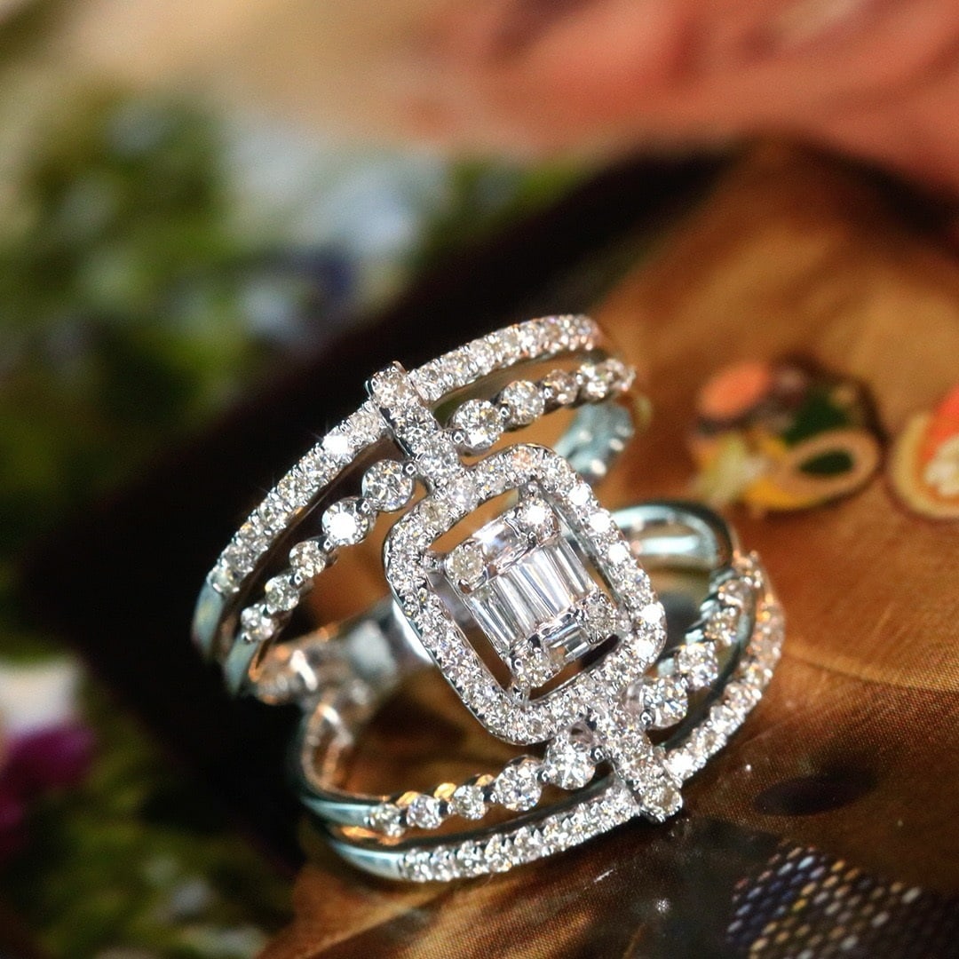 14k Gold 0.85 Ct Natural H Diamond Ring - 2