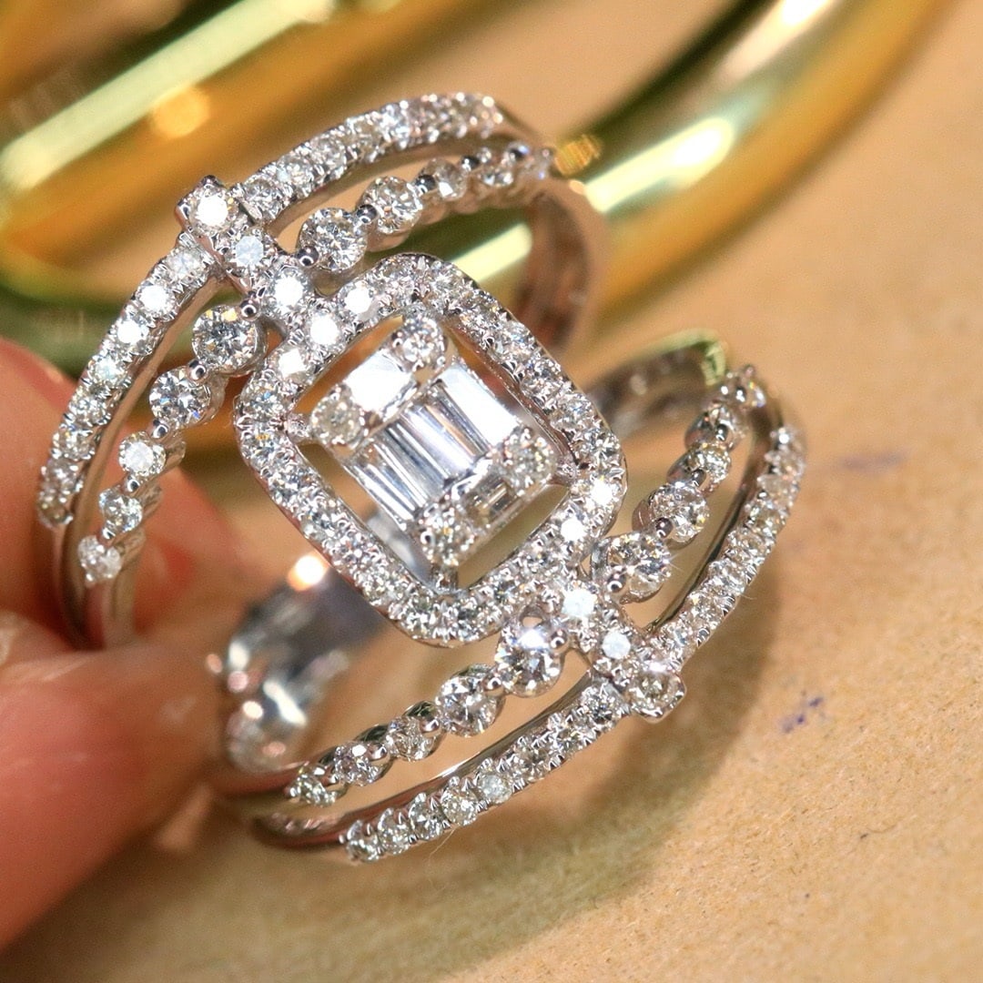 14k Gold 0.85 Ct Natural H Diamond Ring - 3