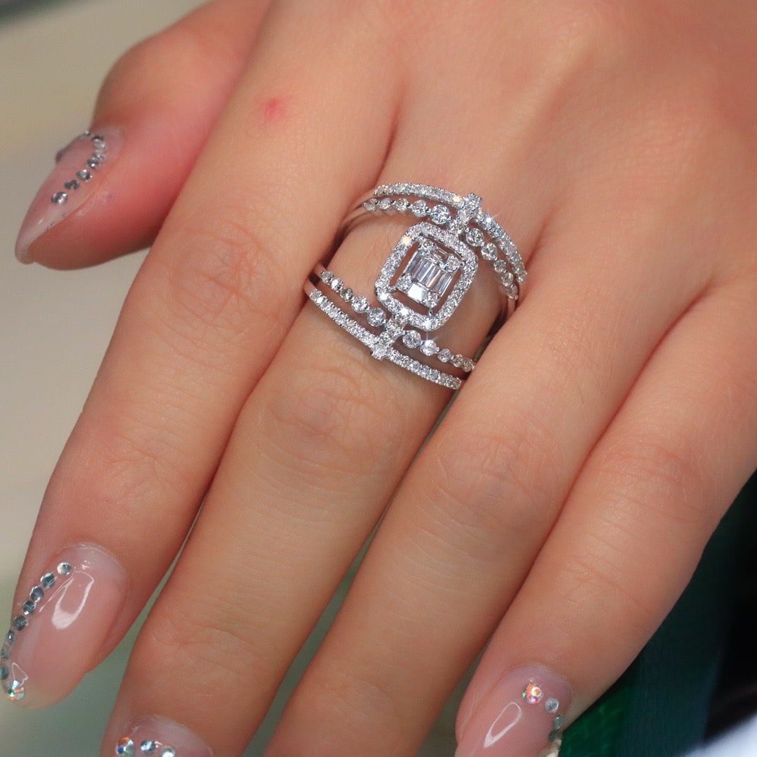 14k Gold 0.85 Ct Natural H Diamond Ring - 6