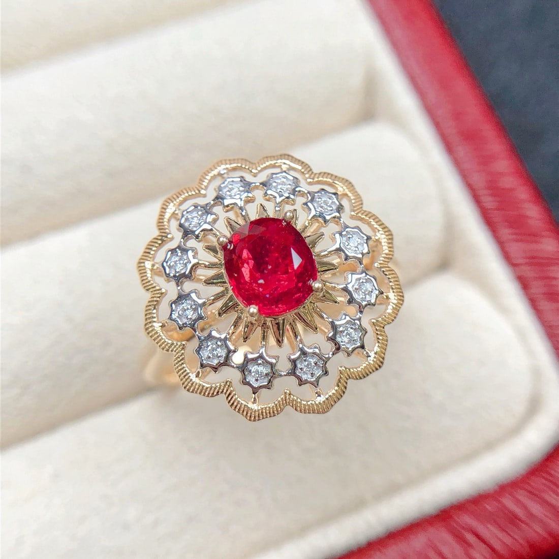 14k Gold 1.56 Ctw Natural Ruby & Diamond Ring - 2