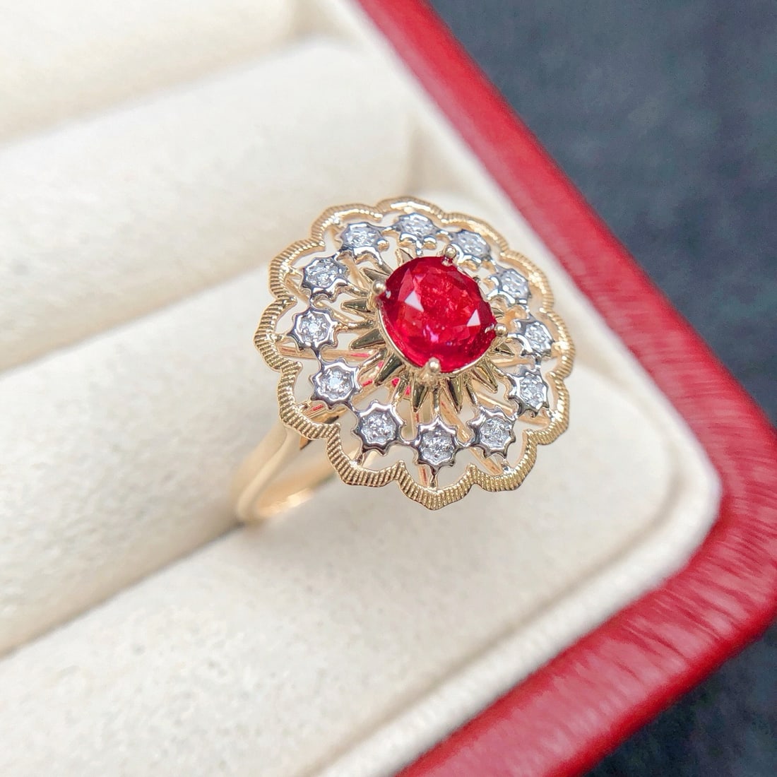 14k Gold 1.56 Ctw Natural Ruby & Diamond Ring - 5