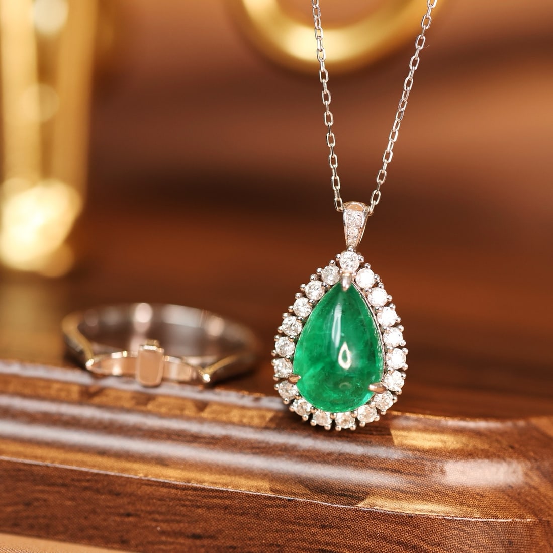 14k Gold 4.15 Ctw Natural Emerald & Diamond Ring/pendant( Without Chain ) - 3