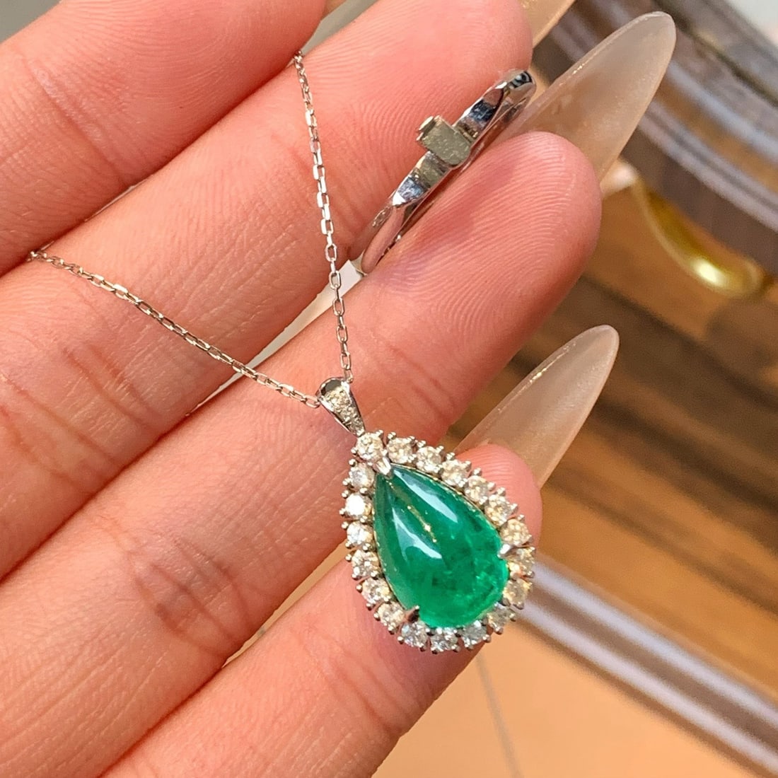 14k Gold 4.15 Ctw Natural Emerald & Diamond Ring/pendant( Without Chain ) - 5