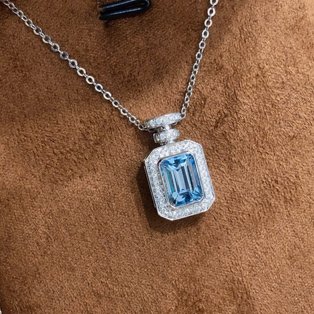 14k Gold 1.53 Ctw Natural Aquamarine & Diamond Pendant( Without Chain ) - 2