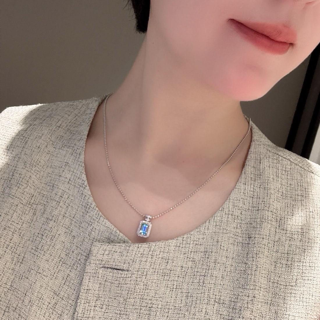 14k Gold 1.53 Ctw Natural Aquamarine & Diamond Pendant( Without Chain ) - 4