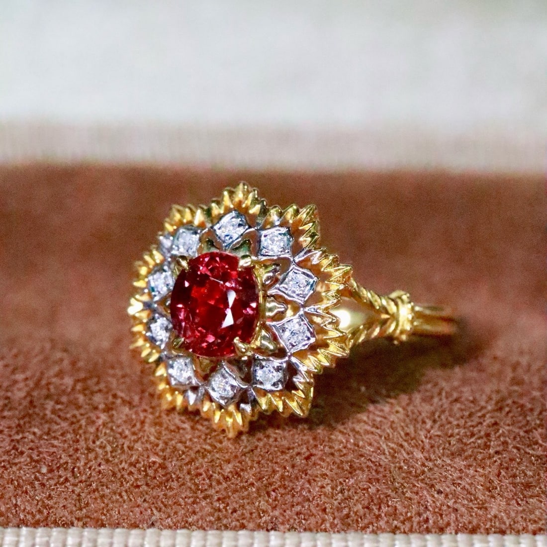 14k Gold 1.11 Ctw Natural Ruby & Diamond Ring - 2