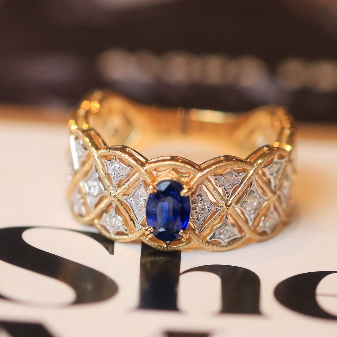 14k Gold 0.86 Ctw Natural Sapphire & Diamond Ring - 3