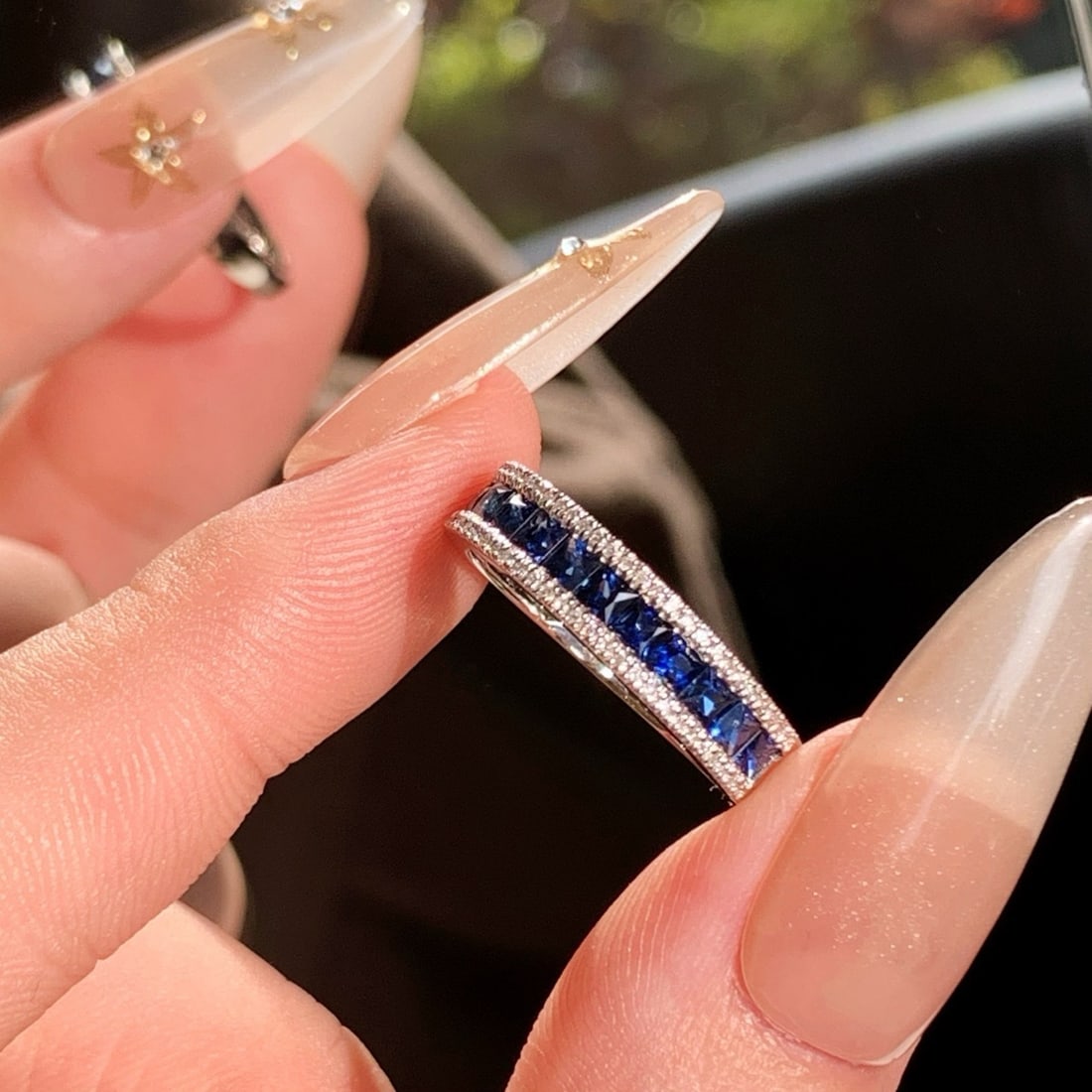 14k Gold 1.18 Ctw Natural Sapphire & Diamond Ring - 7