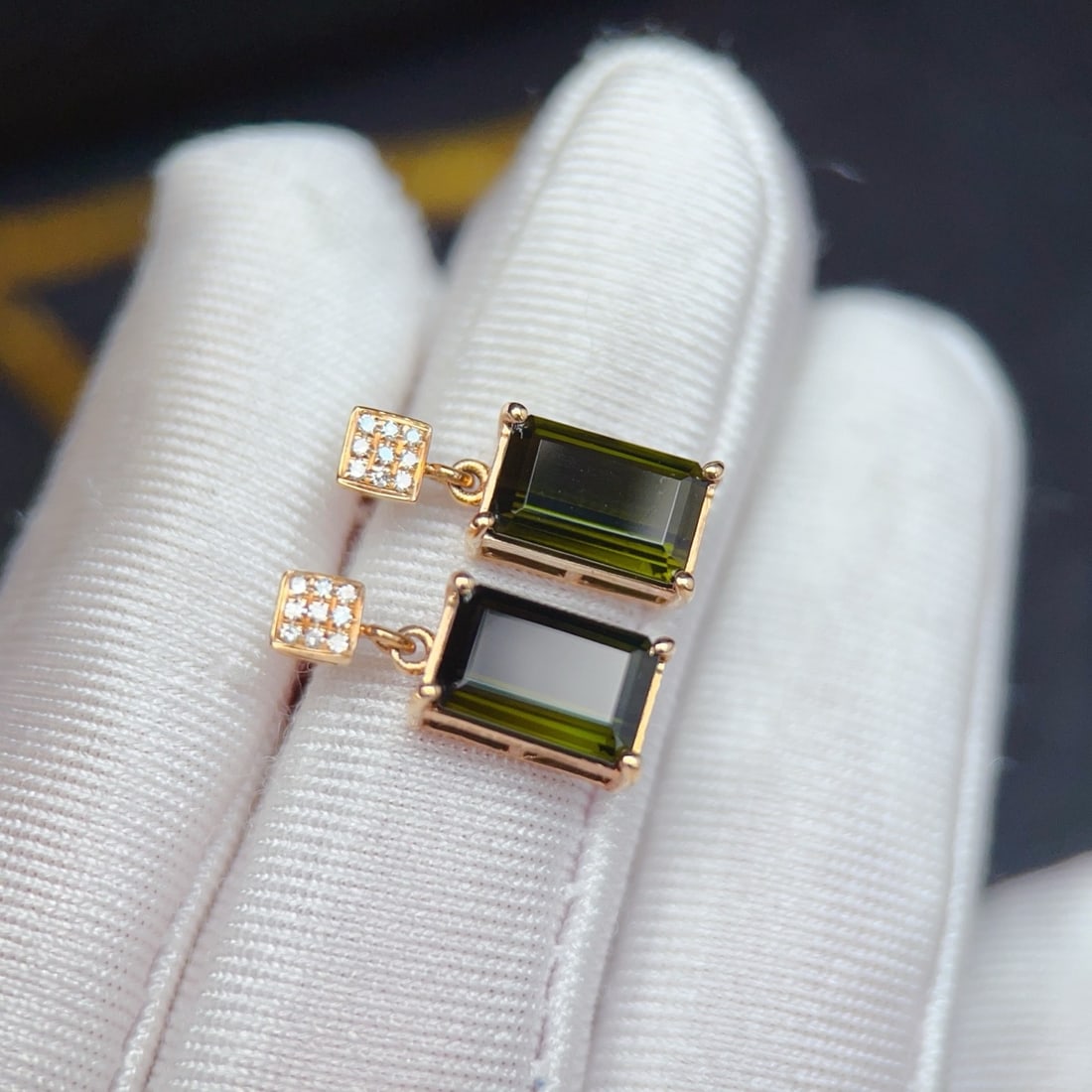 14k Gold 3.10 Ctw Natural Tourmaline & Diamond Earrings - 4