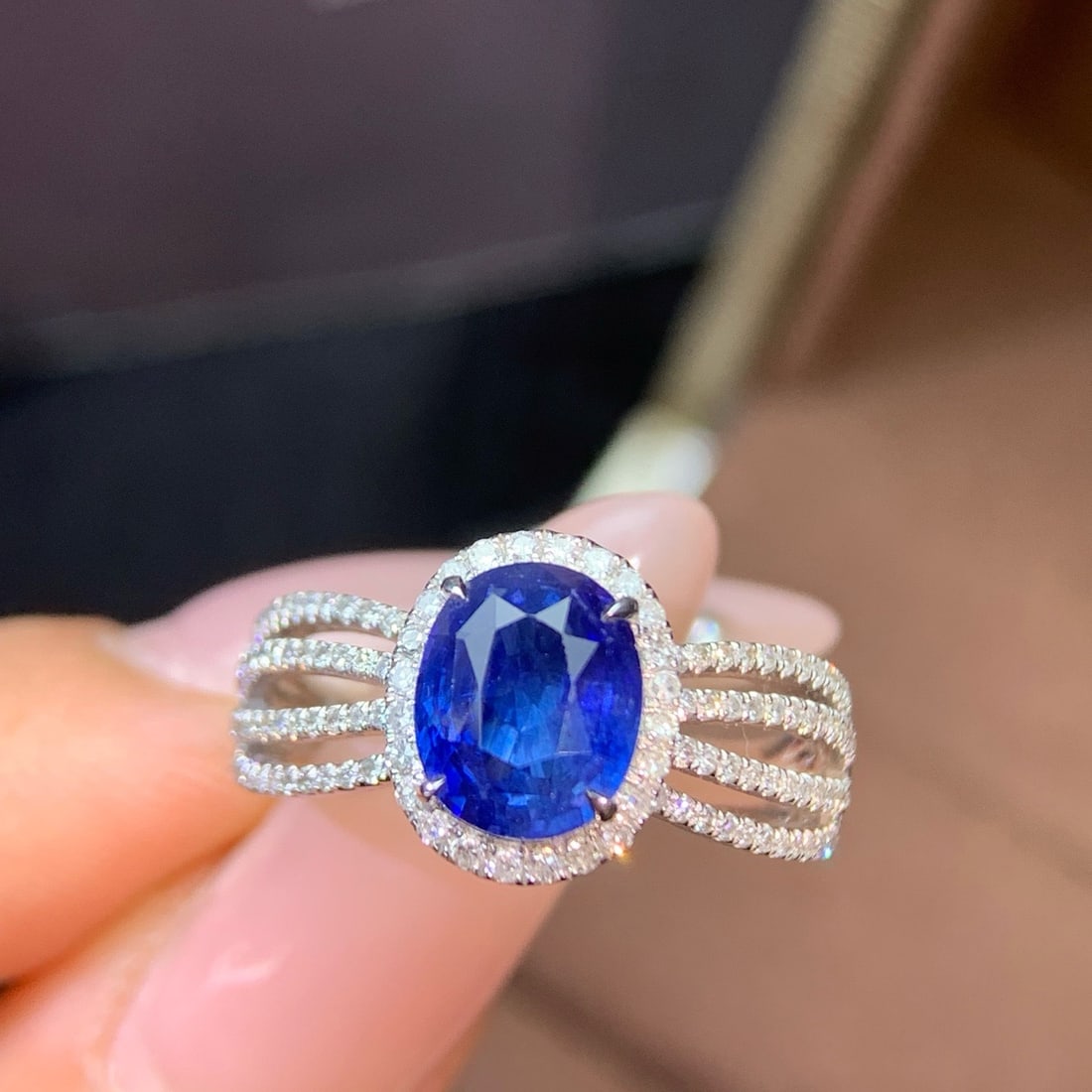 14k Gold 3.00 Ctw Natural Sapphire & Diamond Ring - 2