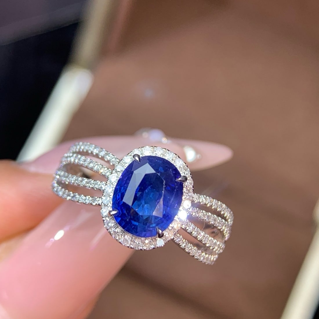 14k Gold 3.00 Ctw Natural Sapphire & Diamond Ring - 3