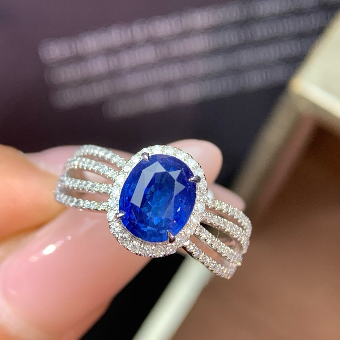 14k Gold 3.00 Ctw Natural Sapphire & Diamond Ring - 4