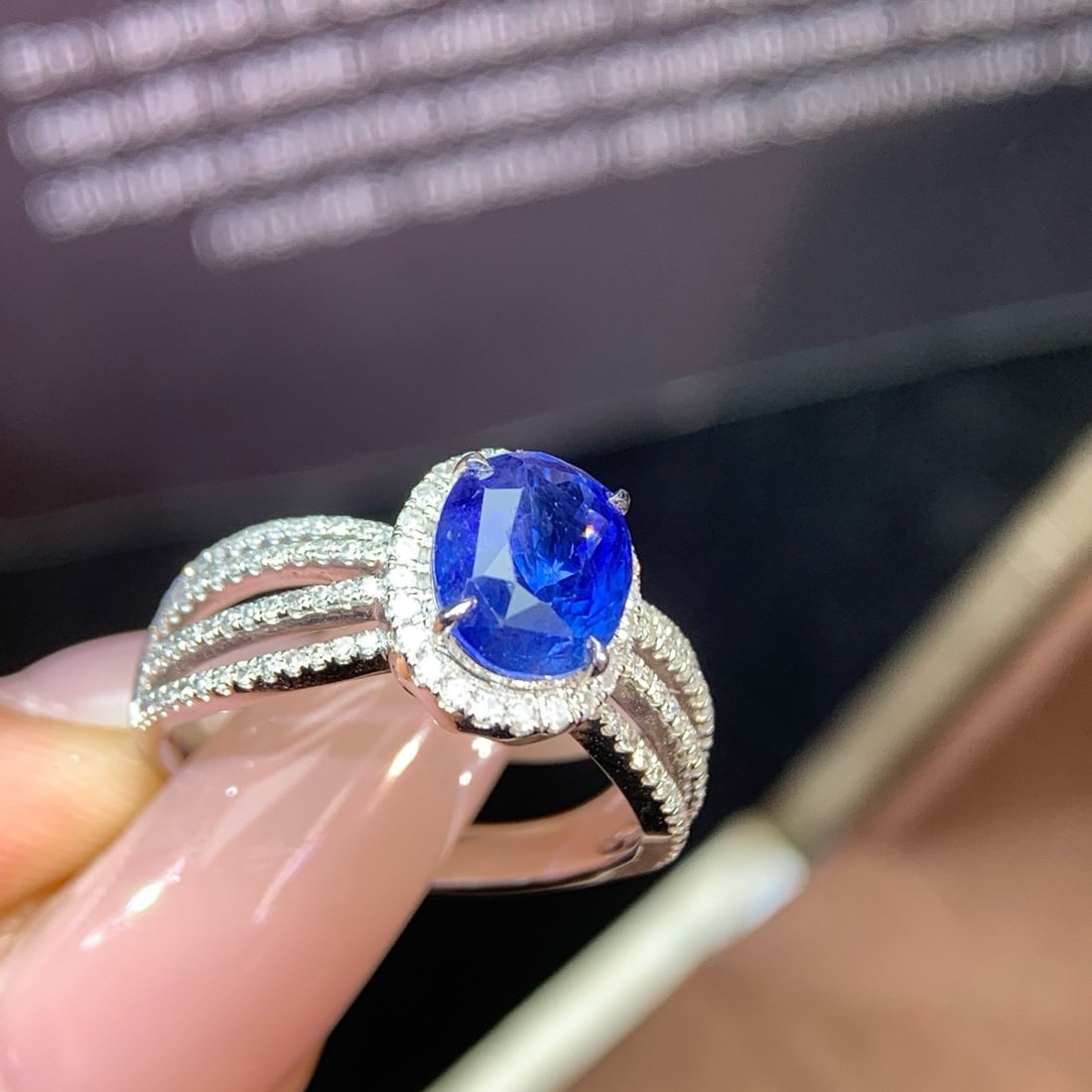14k Gold 3.00 Ctw Natural Sapphire & Diamond Ring - 5