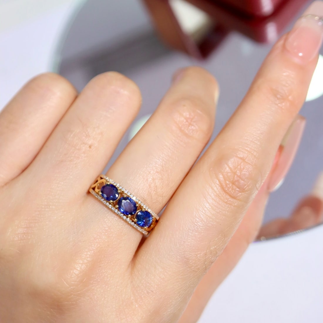 14k Gold 1.75 Ctw Natural Sapphire & Diamond Ring - 8