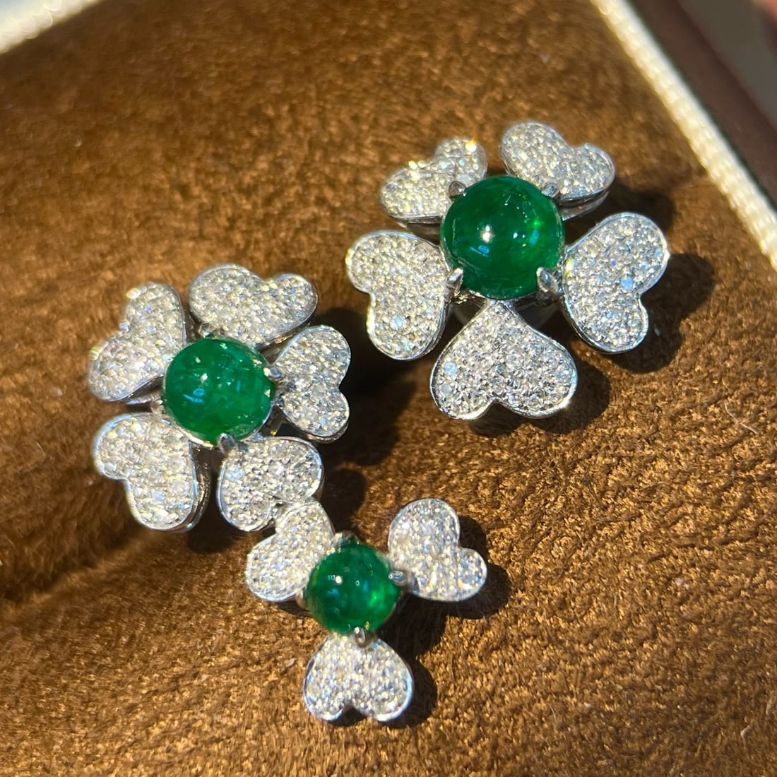 14k Gold 1.75 Ctw Natural Emerald & Diamond Earrings - 2