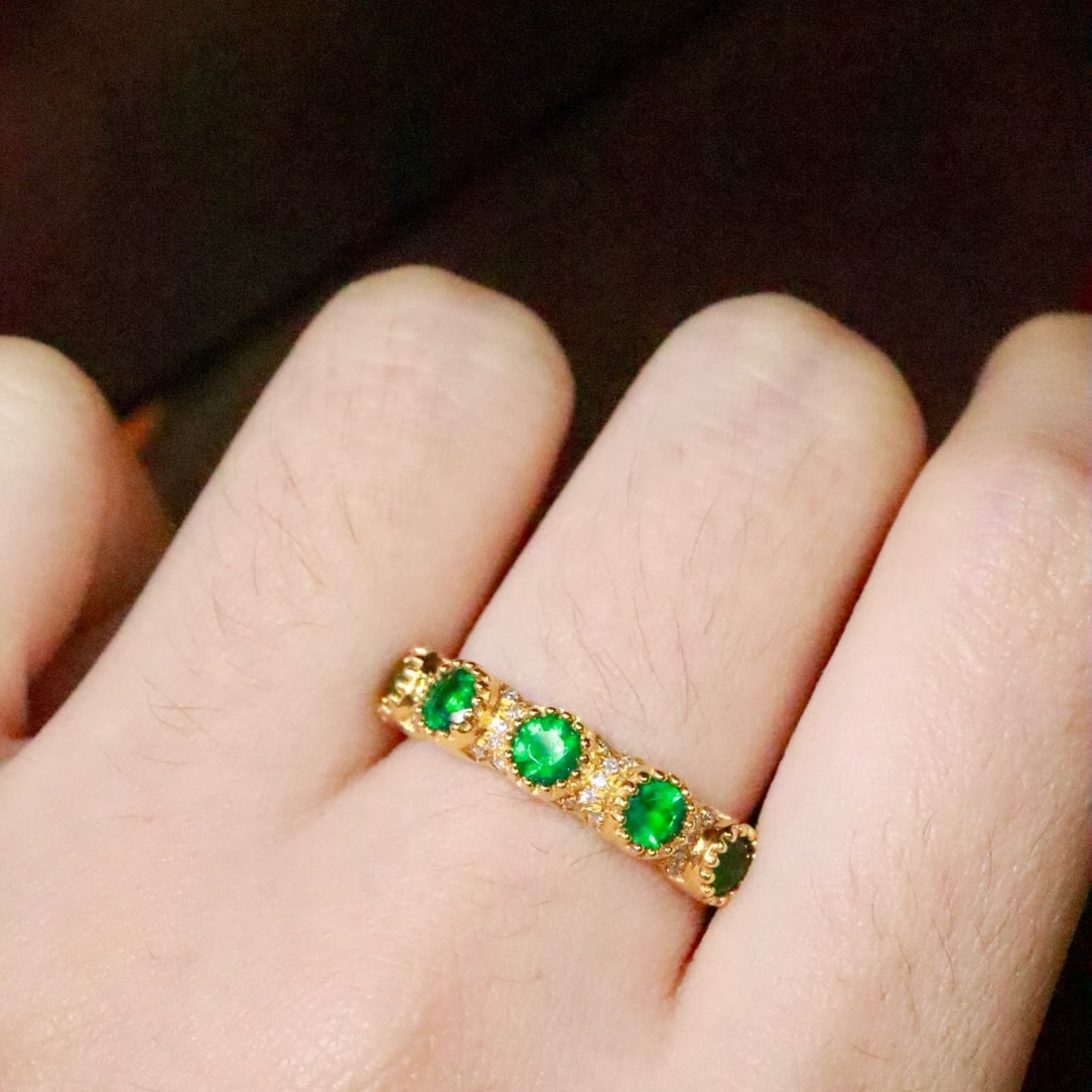 14k Gold 0.69 Ctw Natural Emerald & Diamond Ring - 5