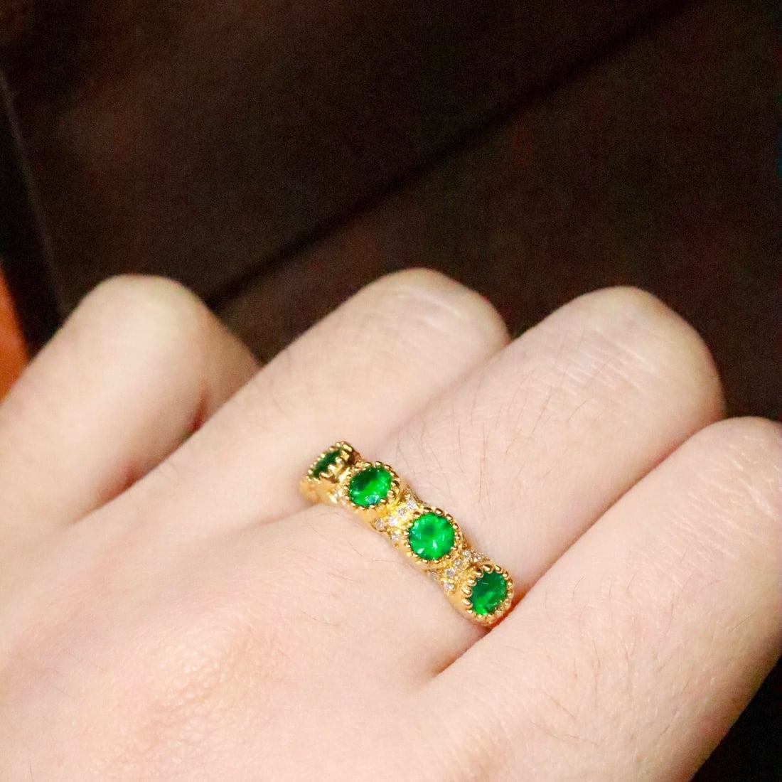 14k Gold 0.69 Ctw Natural Emerald & Diamond Ring - 6