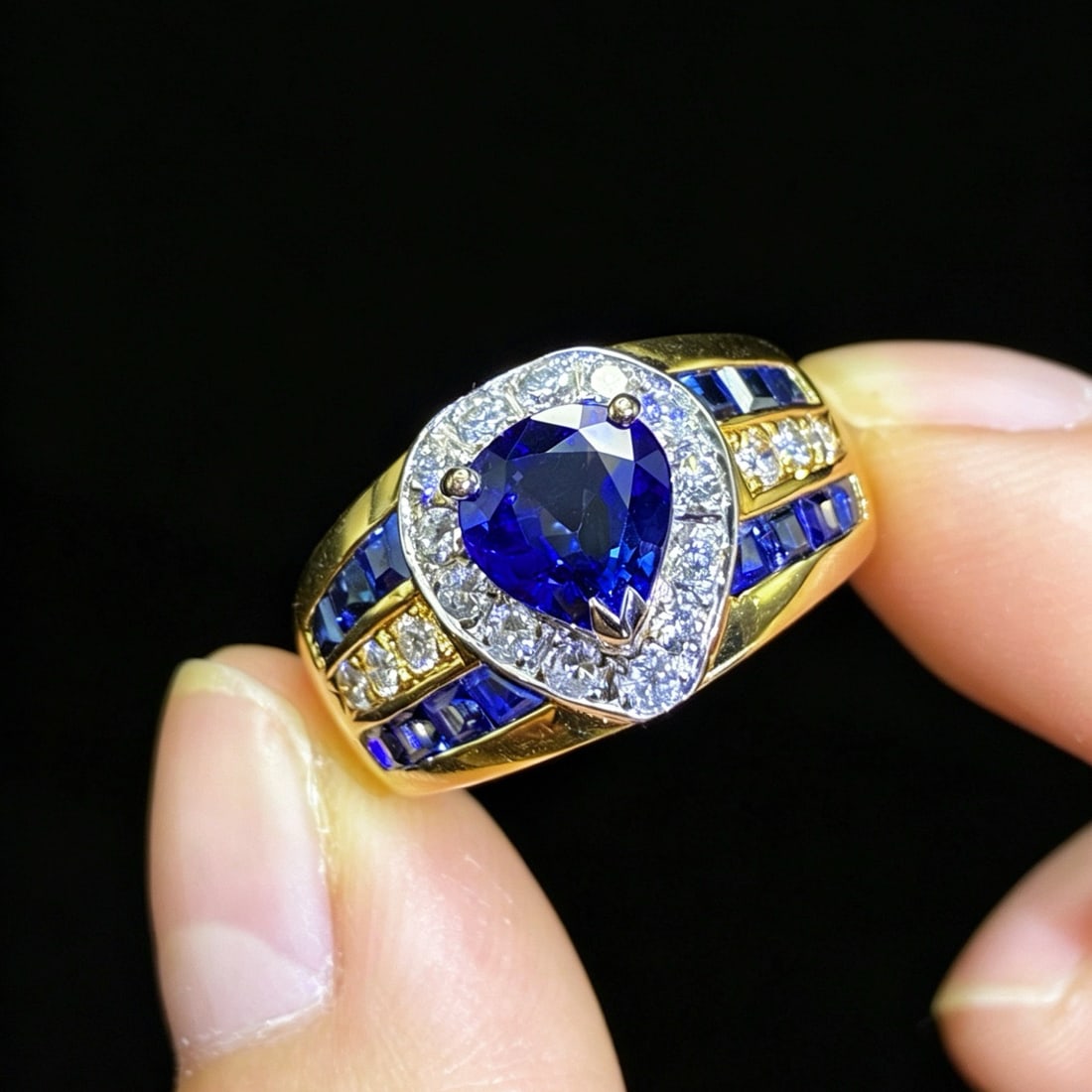 14k Gold 2.23 Ctw Natural Sapphire & Diamond Ring - 2
