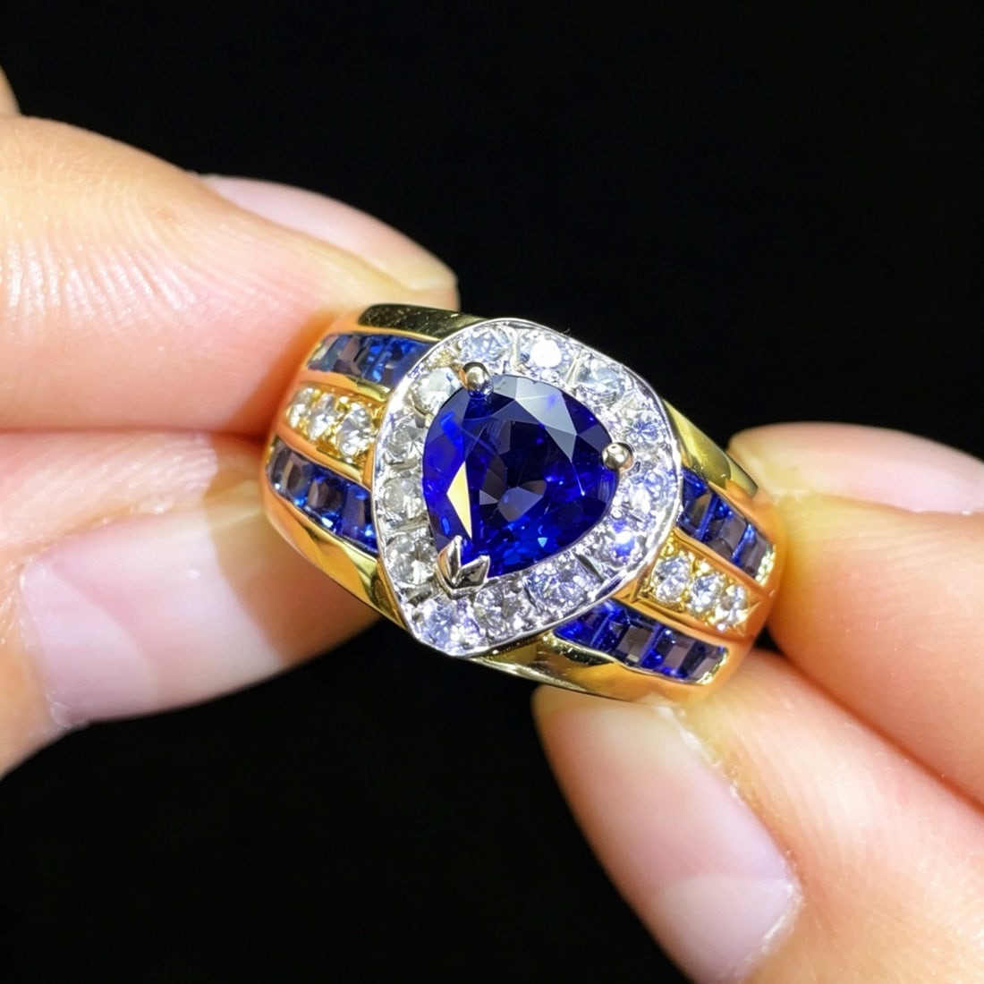 14k Gold 2.23 Ctw Natural Sapphire & Diamond Ring - 3
