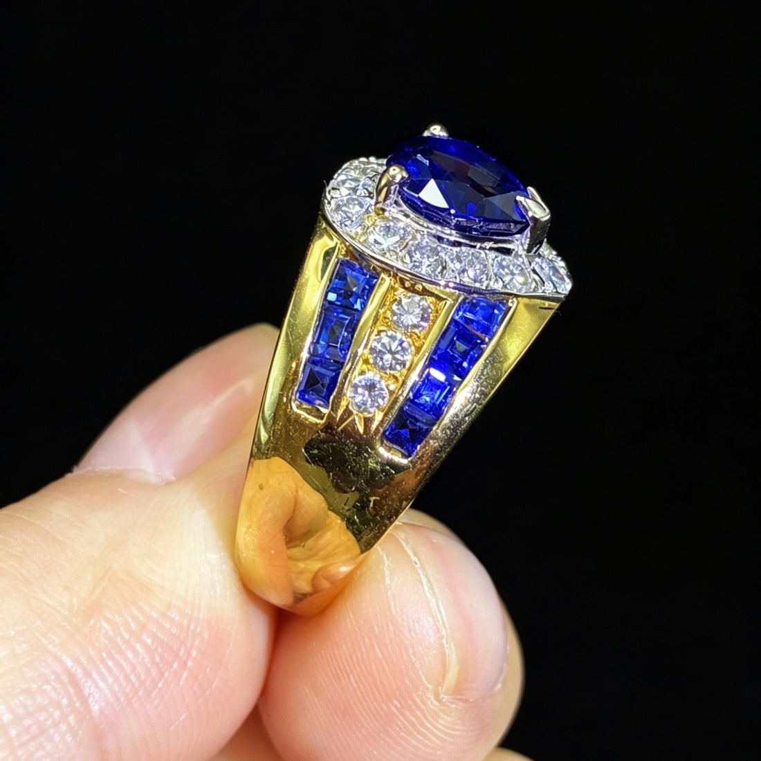 14k Gold 2.23 Ctw Natural Sapphire & Diamond Ring - 4