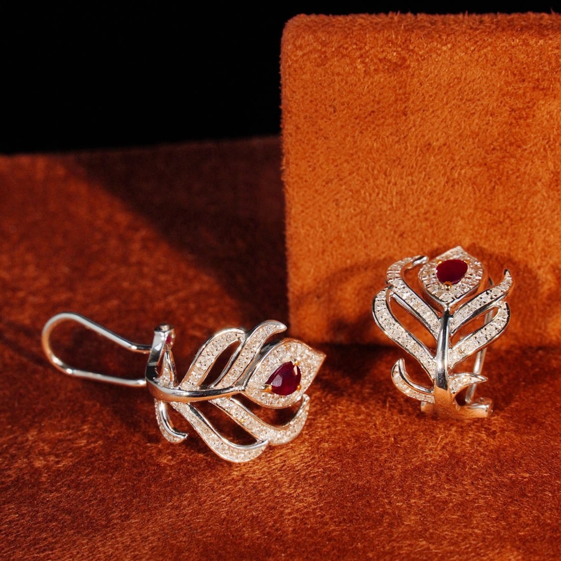 14k Gold 2.2 Ctw Natural Ruby & Diamond Jewelry Set - 4