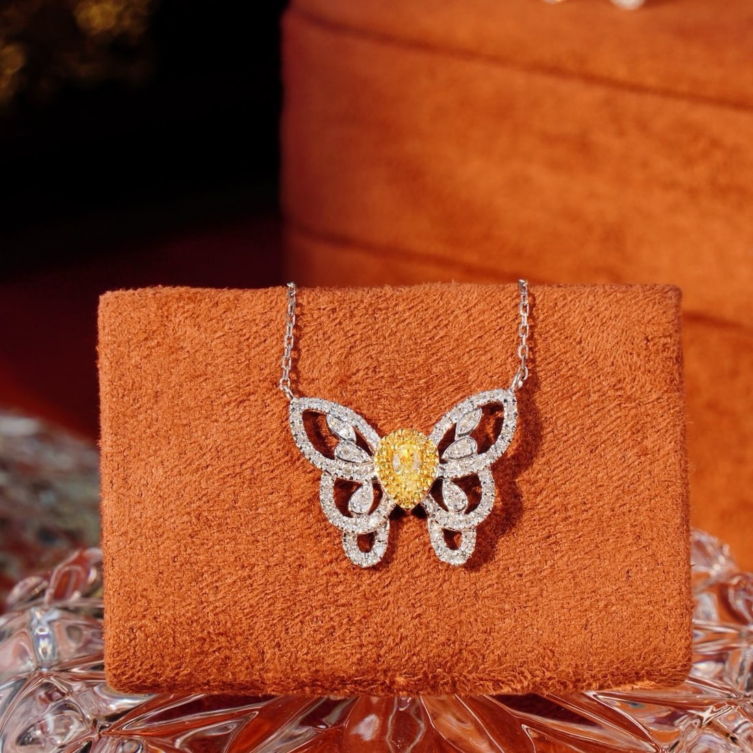 14k Gold 1.06 Ctw Natural Color Diamond & Butterfly Jewelry Set - 2