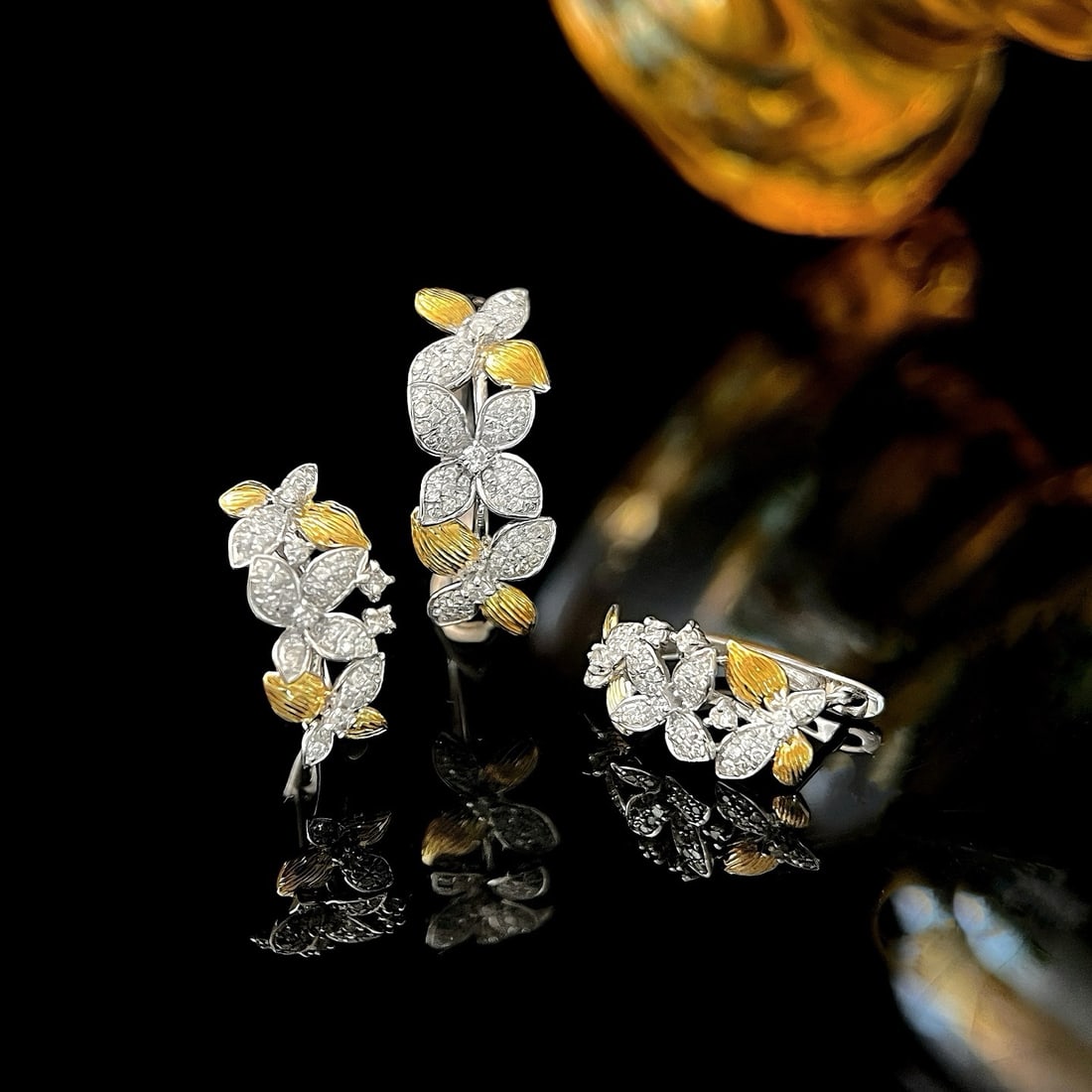 14k Gold 0.86 Ctw Natural H Diamond Jewelry Set - 2