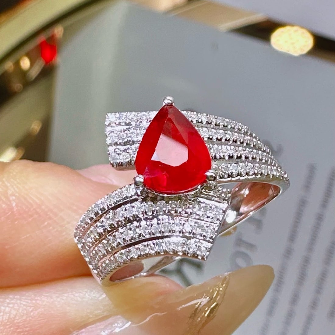 14k Gold 1.21 Ct Vivid Red Natural Ruby & Diamond Ring - 2