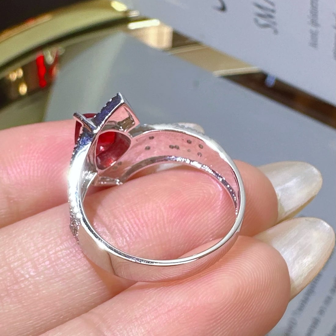 14k Gold 1.21 Ct Vivid Red Natural Ruby & Diamond Ring - 5