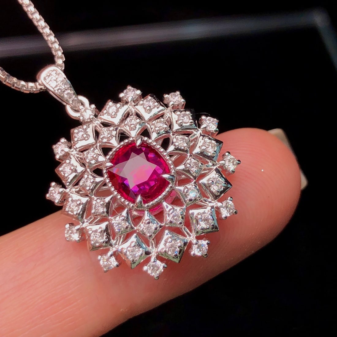 14k Gold 1.44 Ctw Natural Ruby & Diamond Pendant( Without Chain ) - 3