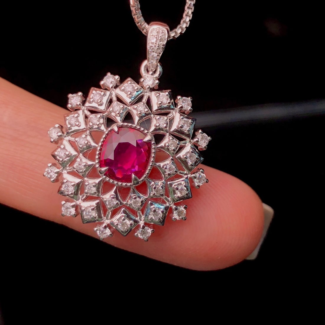 14k Gold 1.44 Ctw Natural Ruby & Diamond Pendant( Without Chain ) - 4