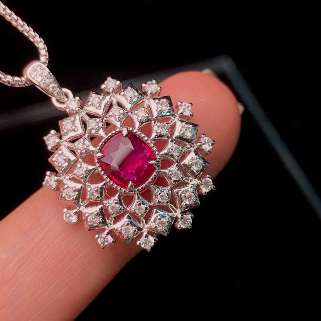 14k Gold 1.44 Ctw Natural Ruby & Diamond Pendant( Without Chain ) - 6